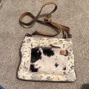 Floral and Cowhide Myra Crossbody Bag